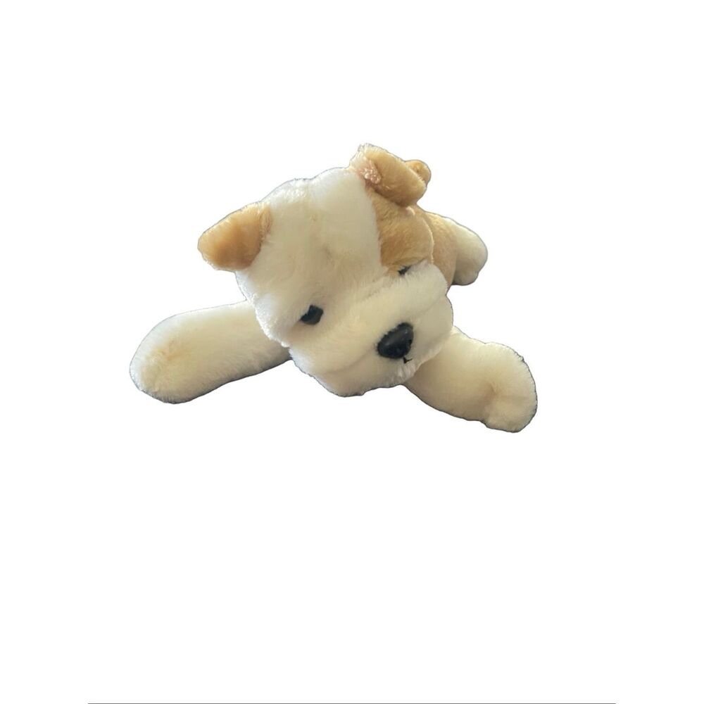 Aurora World Tan White Flopsie "Wills" Bulldog Plush Stuffed Animal 7"
